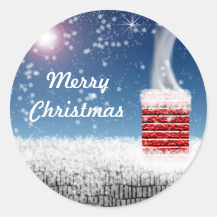 Feliz Navidad Nieve cubierta Pegatinas de chimenea