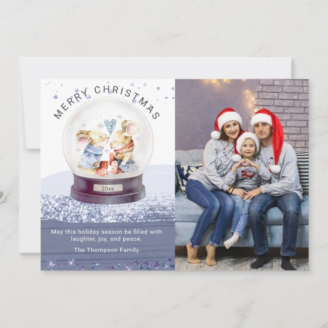 Feliz Navidad Nieve Globe Cute foto de ratones (Anverso)