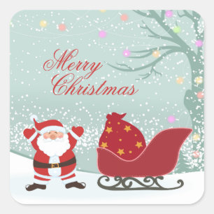 Feliz Navidad + nieve + pegatinas de trineo de San