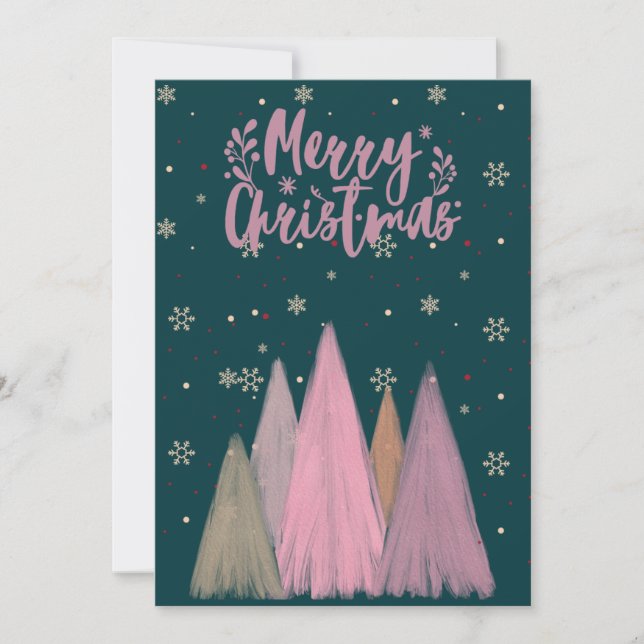 FELIZ NAVIDAD NIEVE ROSA Y PINOS DE NAVIDAD ROSAS (Anverso)