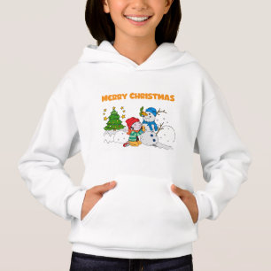 Feliz Navidad Niño Construyendo Muñeco de Nieve Ca