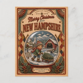 Feliz Navidad Nuevo Hampshire Globo de Nieve Vinta