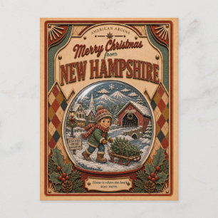 Feliz Navidad Nuevo Hampshire Globo de Nieve Vinta