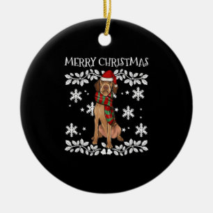 Feliz Navidad Ornamento con cable Vizsla Xmas