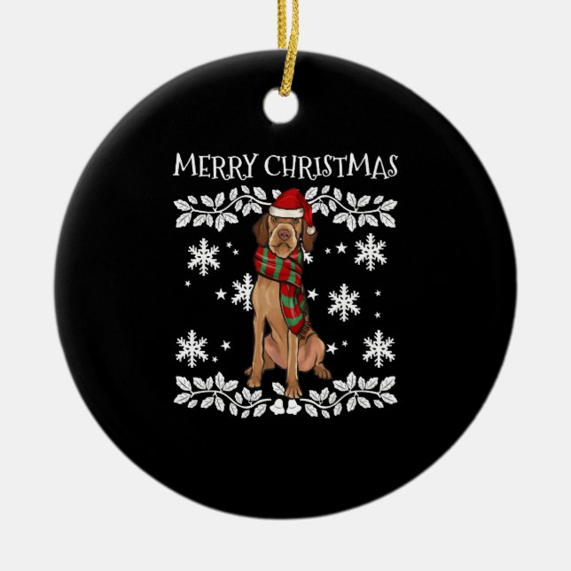Feliz Navidad Ornamento con cable Vizsla Xmas (Frente)
