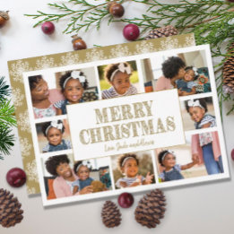 Feliz Navidad Oro Blanco Copos de nieve 8 Foto