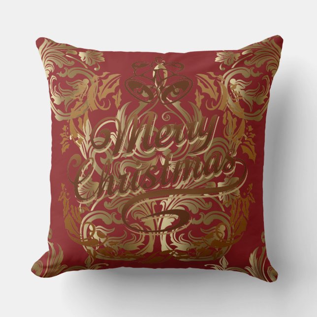 Feliz Navidad Oro Elegante almohada decorativa (Anverso)