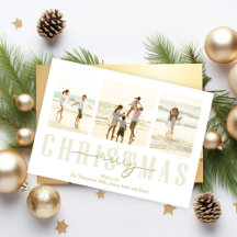 Feliz Navidad Oro Elegante caligrafía 4 Foto
