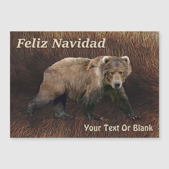 Feliz Navidad - Oso Kodiak Sobre El Pie Caribou (Anverso)