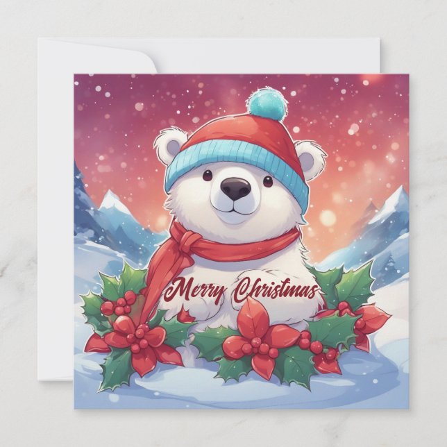 Feliz Navidad oso polar blanco (Anverso)