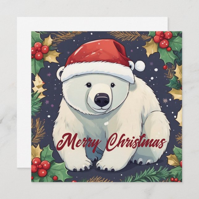 Feliz Navidad oso polar blanco (Anverso / Reverso)