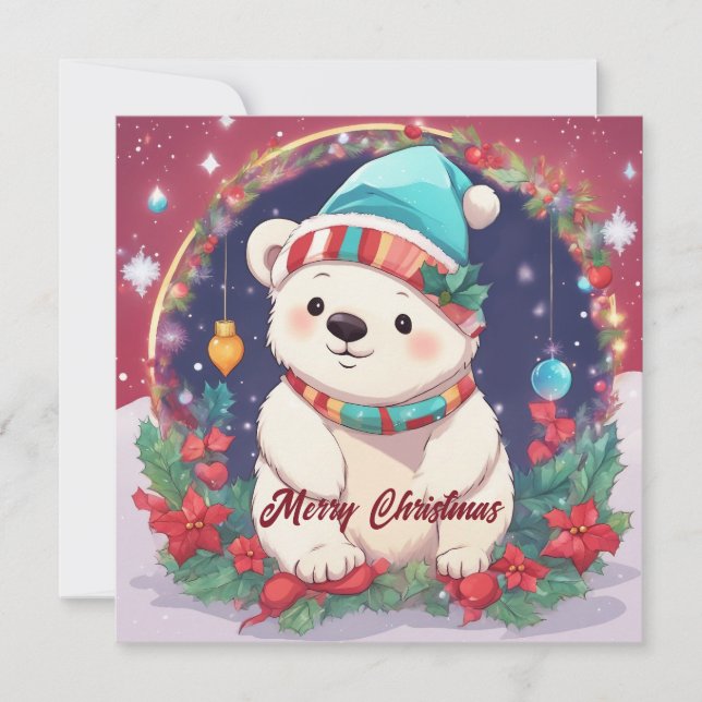 Feliz Navidad oso polar blanco (Anverso)