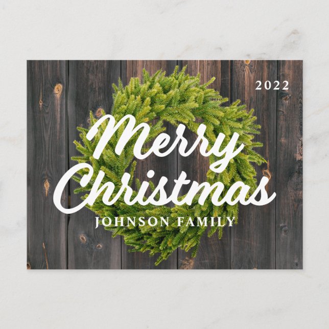 Feliz Navidad País Rústico Pino Wreath Wood (Anverso)