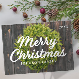 Feliz Navidad País Rústico Pino Wreath Wood