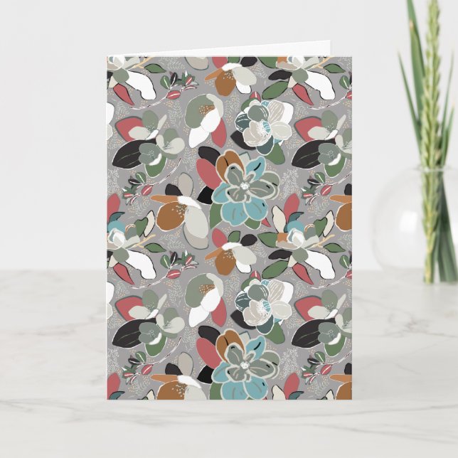 Feliz Navidad Pájaro Floral Gris (Anverso)