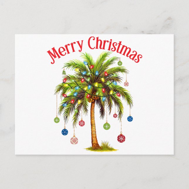 Feliz Navidad Palm Tree Light Tropical Hawaiano (Anverso)