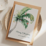 Feliz Navidad Palm Tree Tropical Coast<br><div class="desc">Una moderna y elegante tarjeta de felicitación plana de vacaciones con tipografía de escritura moderna y manuscrita con un Palm Tree decorado. Personalizar fácilmente esta tarjeta haciendo clic en el botón "Personalizar".</div>