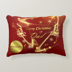 Feliz navidad papá almohada roja, oro