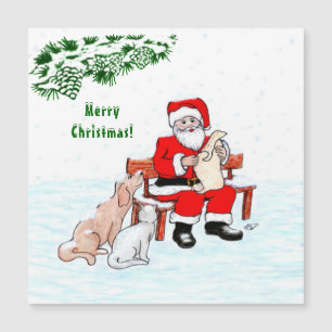 Feliz Navidad! Papá Noel con gato y perro