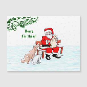 Feliz Navidad! Papá Noel con gato y perro