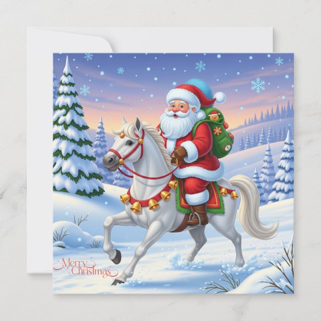Feliz Navidad Papá Noel en el caballo blanco (Anverso)
