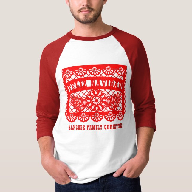 Feliz Navidad Papel Picado camiseta (Anverso)