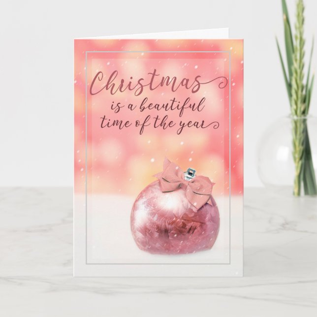 Feliz Navidad Para Cualquier Ornamento Rosa Hermos (Anverso)