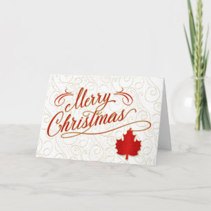 Feliz Navidad para los canadienses con arce rojo y