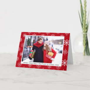 Feliz Navidad Pareja Foto Copos de nieve Rojo