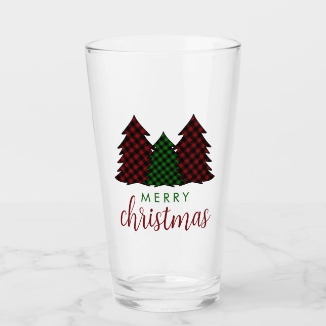 Feliz Navidad Patrón de Cuadros Navidad Árbol (Anverso)