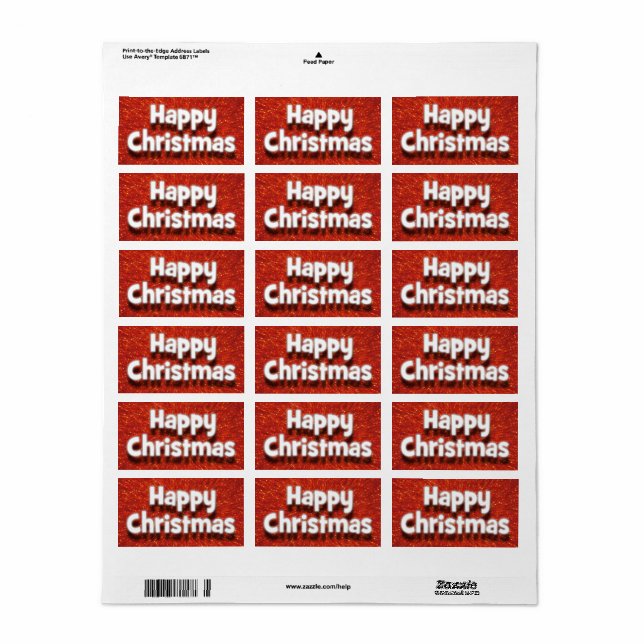 Feliz Navidad, Pegatina de Saludos por Sobre/Parce (Hoja Entera)