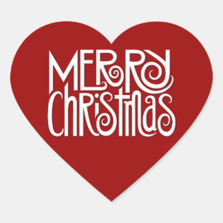 Feliz Navidad Pegatina del corazón blanco