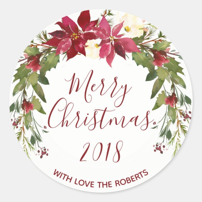 feliz navidad pegatina etiqueta holly (Anverso)