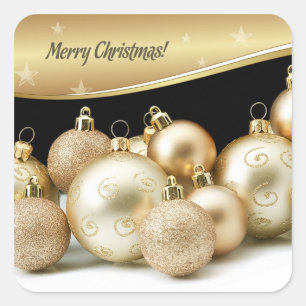 Feliz Navidad. Pegatinas de regalo de bolas de oro