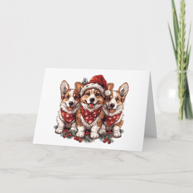 Feliz Navidad Pembroke Corgi galés cachorros (Anverso)