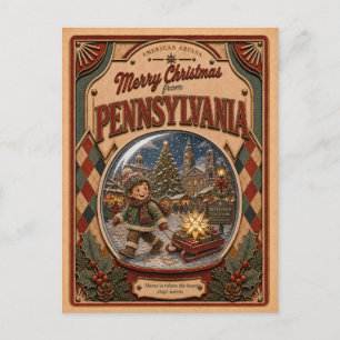 Feliz Navidad Pensilvania Globo de Nieve Antiguo