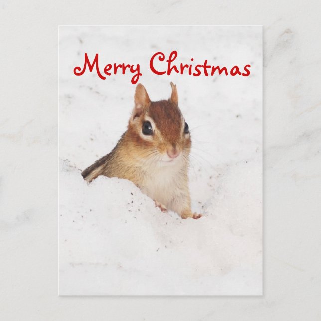 Feliz Navidad, pequeña y nevada tarjeta postal Chi (Anverso)