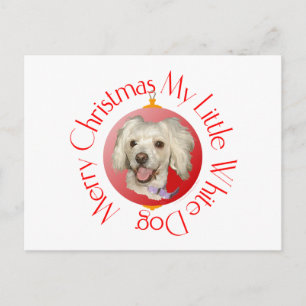 Feliz Navidad Pequeño Perro Blanco Poodle / Bichon