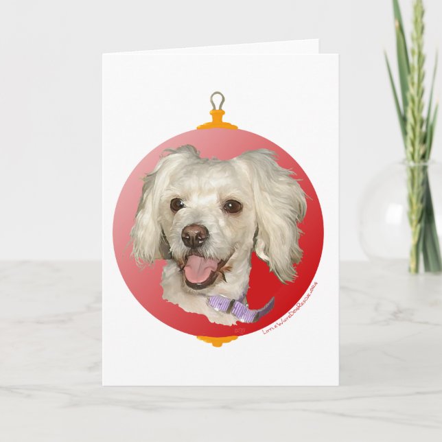 Feliz Navidad Perrito Blanco Caniche / Bichon (Anverso)