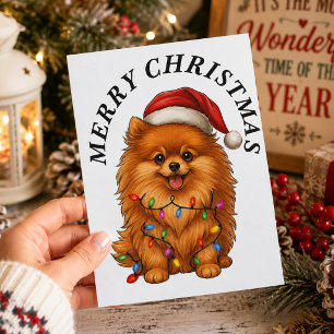 Feliz Navidad Perrito Pomerania Lindo Sombrero de 