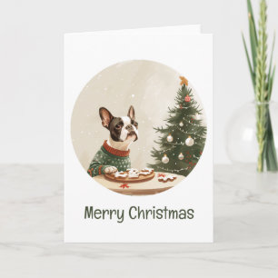 Feliz Navidad perro Boston Terrier