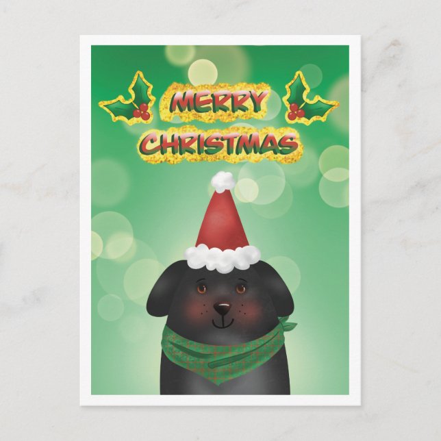 Feliz Navidad Perro con Gorro de Santa (Anverso)