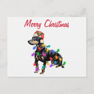 Feliz Navidad Perro Doberman en el Gorra de Santa
