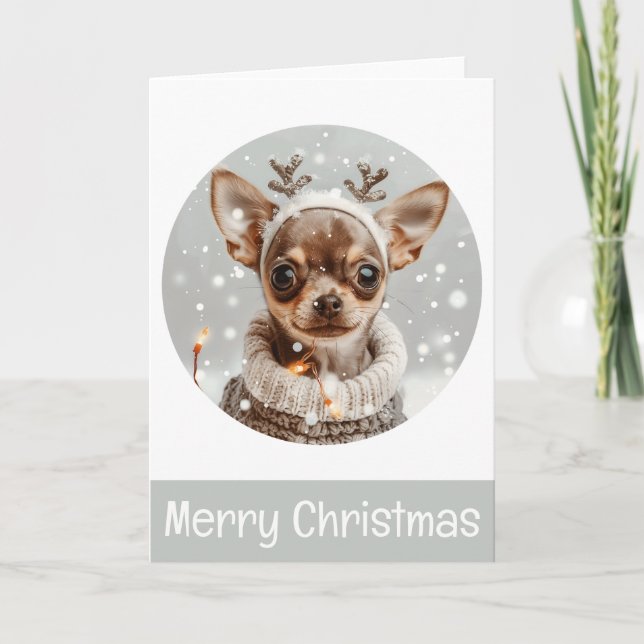 Feliz Navidad Perro reno Chihuahua (Anverso)