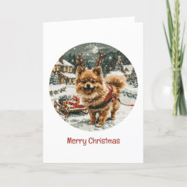 Feliz Navidad Perro reno pomerano