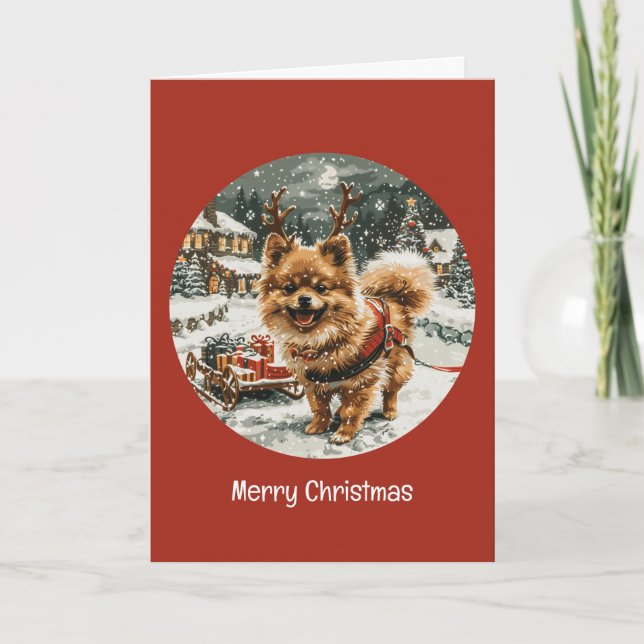 Feliz Navidad Perro reno pomerano (Anverso)