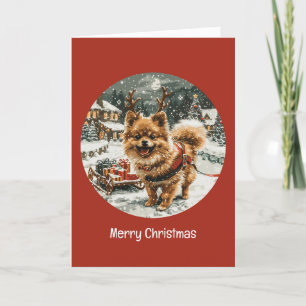 Feliz Navidad Perro reno pomerano