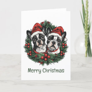 Feliz Navidad Perros Boston Terrier Corona Navideñ