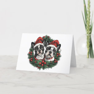 Feliz Navidad Perros Boston Terrier Corona Navideñ