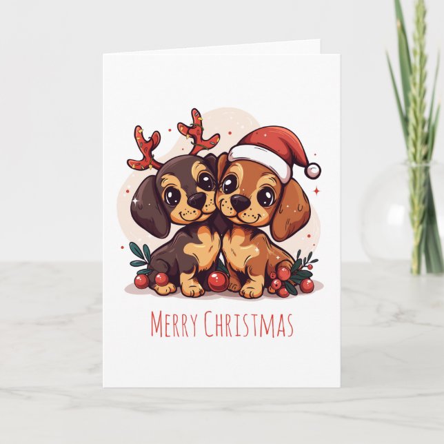 Feliz Navidad Perros Dachshund (Anverso)